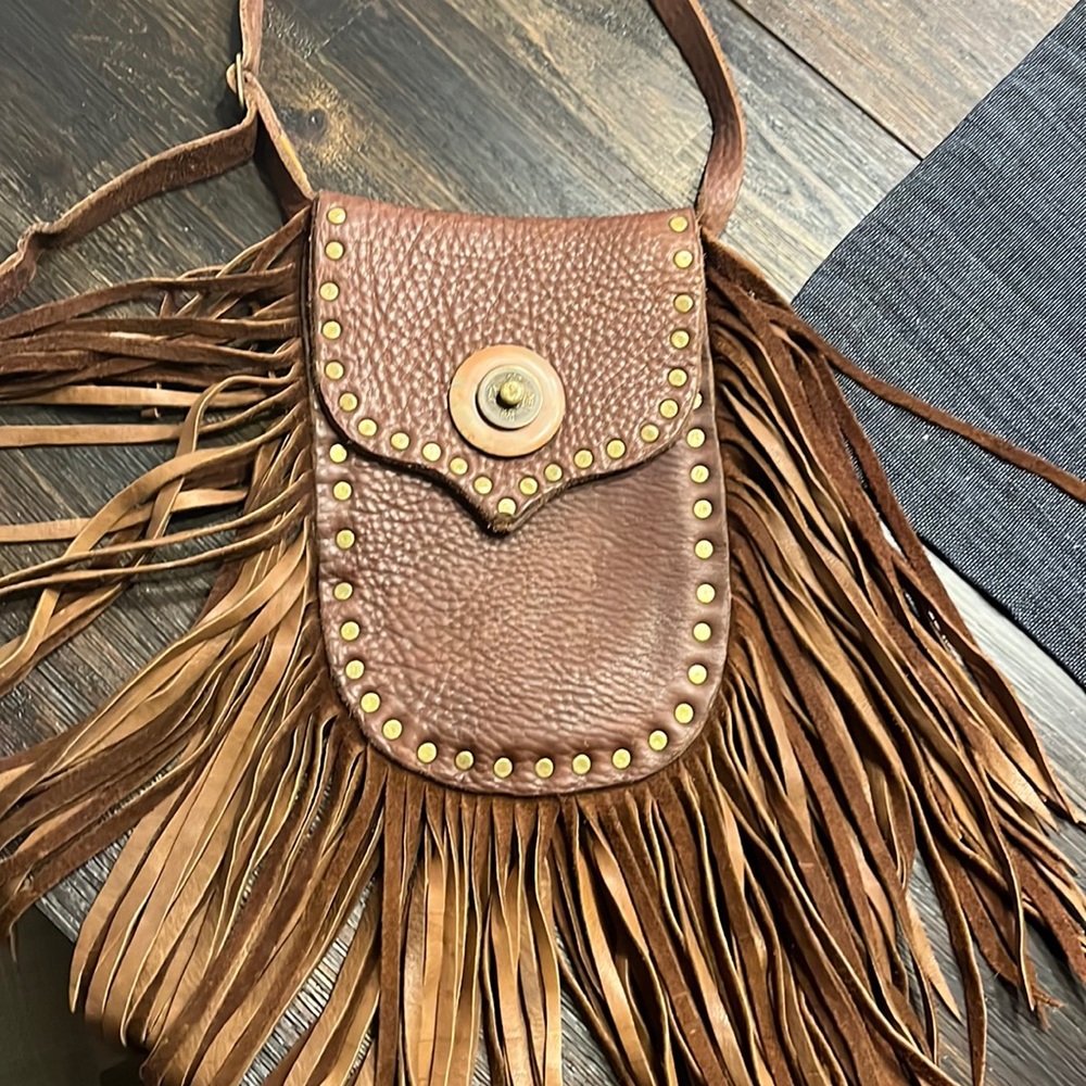 Vintage Leather Boho Crossbody with Fringe